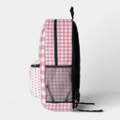 Pink White Gingham Polkadot Personalized  プリントバックパック (右)