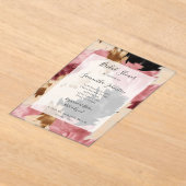 Pink White Gold Black Abstract Bridal Shower アクリル招待状 (レイダウン)