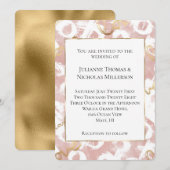 Pink White Gold Love XO Wedding 招待状 (正面/裏面)