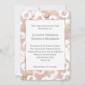 Pink White Gold Love XO Wedding 招待状 (正面)