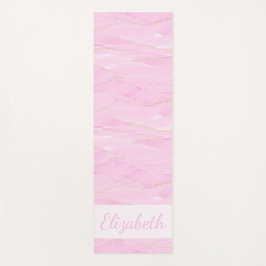 Pink White Gold Marble Calming Mindfulness Name ヨガマット