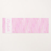 Pink White Gold Marble Calming Mindfulness Name ヨガマット (正面(横))