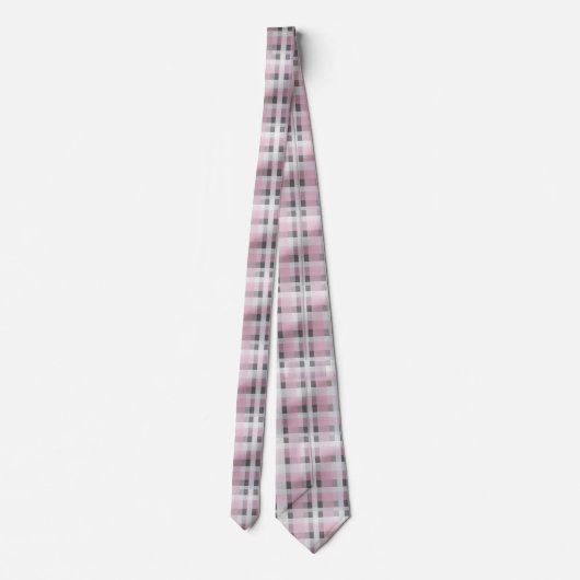 Pink White Grey Plaid Pattern – Trendy Tartan  ネクタイ (裏面)