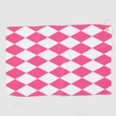 Pink White Harlequin Diamonds Checkers Design  ゴルフタオル (横)