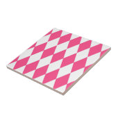 Pink White Harlequin Diamonds Checkers Design  タイル (側面)