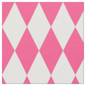Pink White Harlequin Diamonds Checkers Design  ファブリック (クローズアップ)