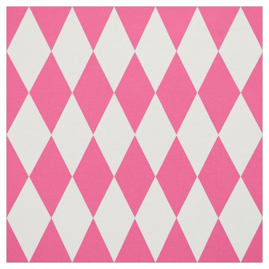 Pink White Harlequin Diamonds Checkers Design  ファブリック (見本)