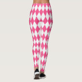 Pink White Harlequin Diamonds Checkers Design  レギンス (裏面)