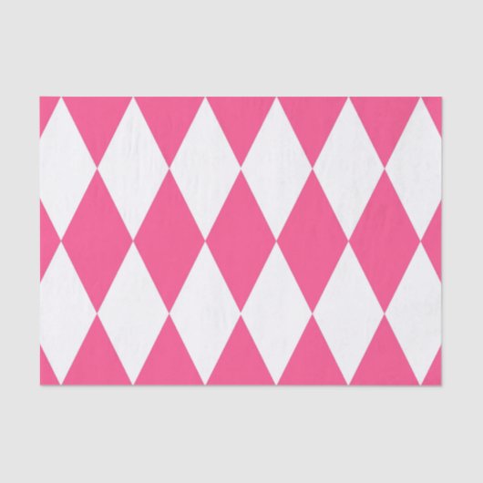 Pink White Harlequin Diamonds Checkers Design 薄葉紙 (正面)