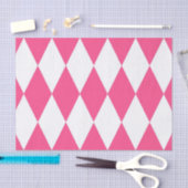 Pink White Harlequin Diamonds Checkers Design 薄葉紙 (クラフト)