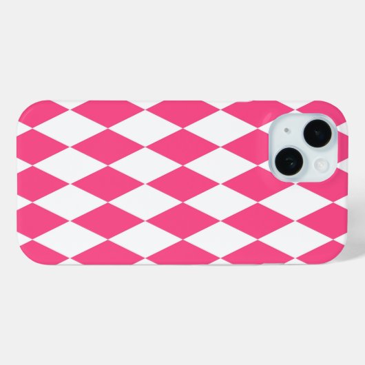 Pink White Harlequin Diamonds Checkers Design  Case-Mate iPhoneケース (裏面 (横))
