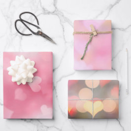 Pink White Heart ラッピングペーパーシート