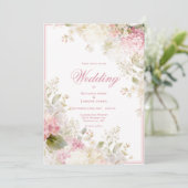 Pink White Hydrangeas Elegant Wedding Invitation 招待状 (スタンド正面)