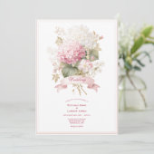Pink White Hydrangeas Floral Wedding Invitation 招待状 (スタンド正面)