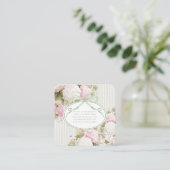 Pink White Hydrangeas Sage Green Bridal Shower エンクロージャーカード (スタンド正面)