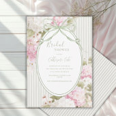 Pink White Hydrangeas Sage Green Bridal Shower 招待状