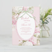 Pink White Hydrangeas Sage Green Bridal Shower 招待状 (スタンド正面)