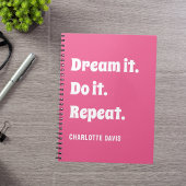 Pink white inspirational quote dream it do it ノートブック