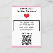 Pink White Jewelry Earrings Logo QR Code 名刺 (裏面)