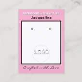 Pink White Jewelry Earrings Logo QR Code 名刺 (正面)