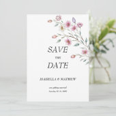 Pink white mint lilac spring flower Save the Date 招待状 (スタンド正面)