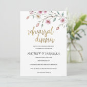 Pink white mint spring flower Rehearsal Dinner  招待状 (スタンド正面)
