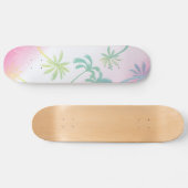 Pink white ombre palm trees tropical skateboard スケートボード (横)