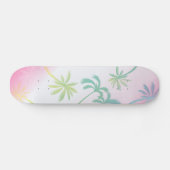 Pink white ombre palm trees tropical skateboard スケートボード (横)