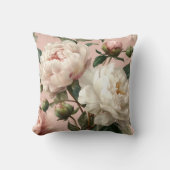 Pink & White Peonies Elegant クッション (正面)