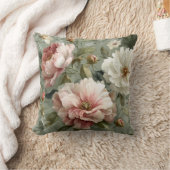 Pink & White Peonies Elegant クッション (ブランケット)