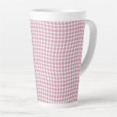 Pink White Plaid Checker Seamless Pattern カフェラテマグ (右アングル)