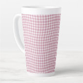 Pink White Plaid Checker Seamless Pattern カフェラテマグ (左アングル)
