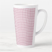 Pink White Plaid Checker Seamless Pattern カフェラテマグ (右)