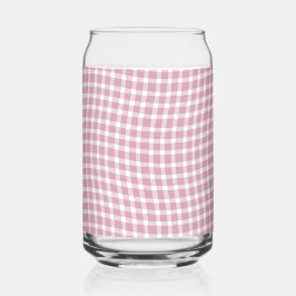 Pink White Plaid Checker Seamless Pattern ガラス缶