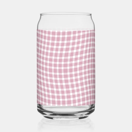 Pink White Plaid Checker Seamless Pattern ガラス缶 (裏面)