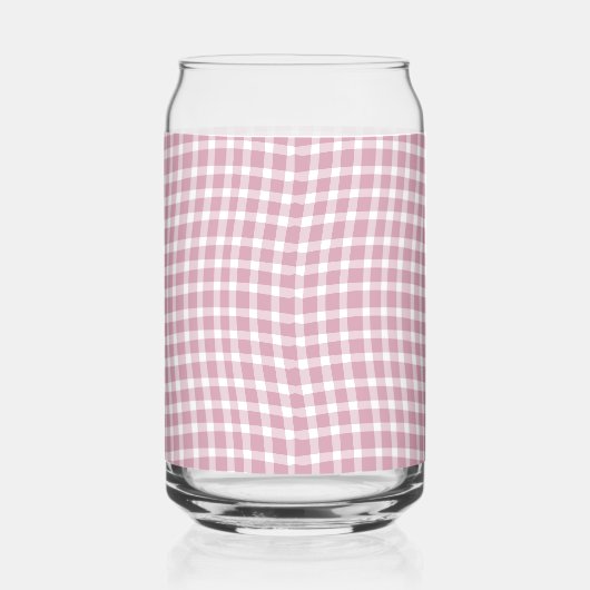 Pink White Plaid Checker Seamless Pattern ガラス缶 (右)