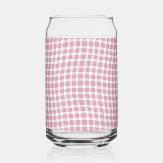 Pink White Plaid Checker Seamless Pattern ガラス缶 (左)