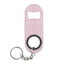 Pink White Plaid Checker Seamless Pattern キーホルダー栓抜き