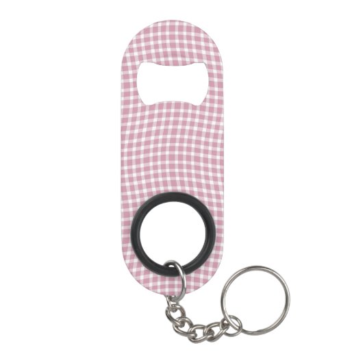 Pink White Plaid Checker Seamless Pattern キーホルダー栓抜き (裏面)