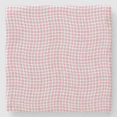 Pink White Plaid Checker Seamless Pattern ストーンコースター (正面)
