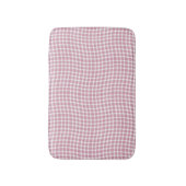 Pink White Plaid Checker Seamless Pattern バスマット (正面縦)