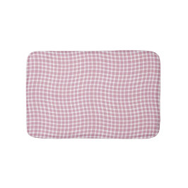 Pink White Plaid Checker Seamless Pattern バスマット