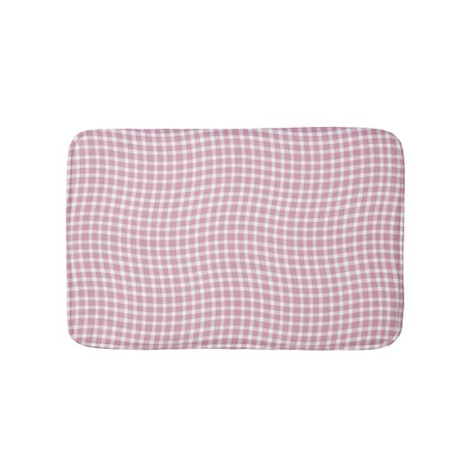 Pink White Plaid Checker Seamless Pattern バスマット (正面)