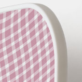Pink White Plaid Checker Seamless Pattern ピックルボールラケット (左詳細)