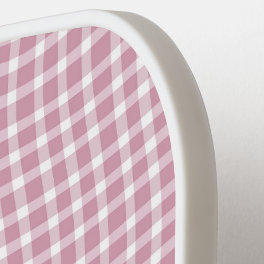 Pink White Plaid Checker Seamless Pattern ピックルボールラケット (左詳細)