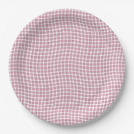 Pink White Plaid Checker Seamless Pattern ペーパープレート