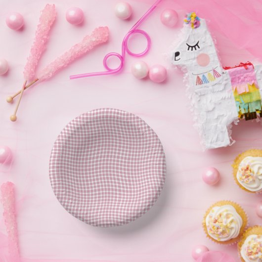 Pink White Plaid Checker Seamless Pattern ペーパーボウル (パーティー)