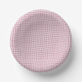 Pink White Plaid Checker Seamless Pattern ペーパーボウル (正面)