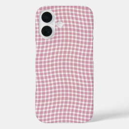 Pink White Plaid Checker Seamless Pattern iPhone 16ケース