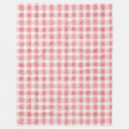 Pink White Plaid Stripes フリースブランケット